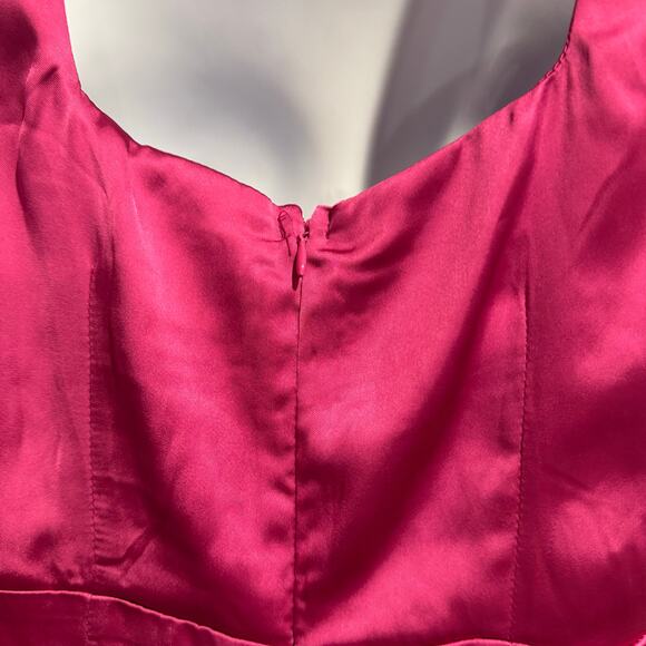 princess polly | lynsey fuchia silky summer leg slit midi dress sz 4 - Picture 7 of 10